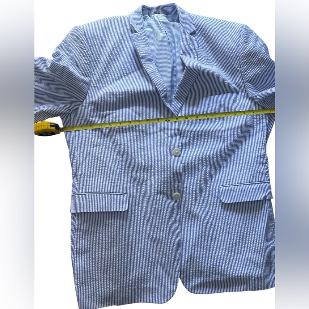 Adolfo 48R × 43W Seersucker 2 Piece Suit Blue Stripe
100% Cotton EUC - Picture 2 of 10